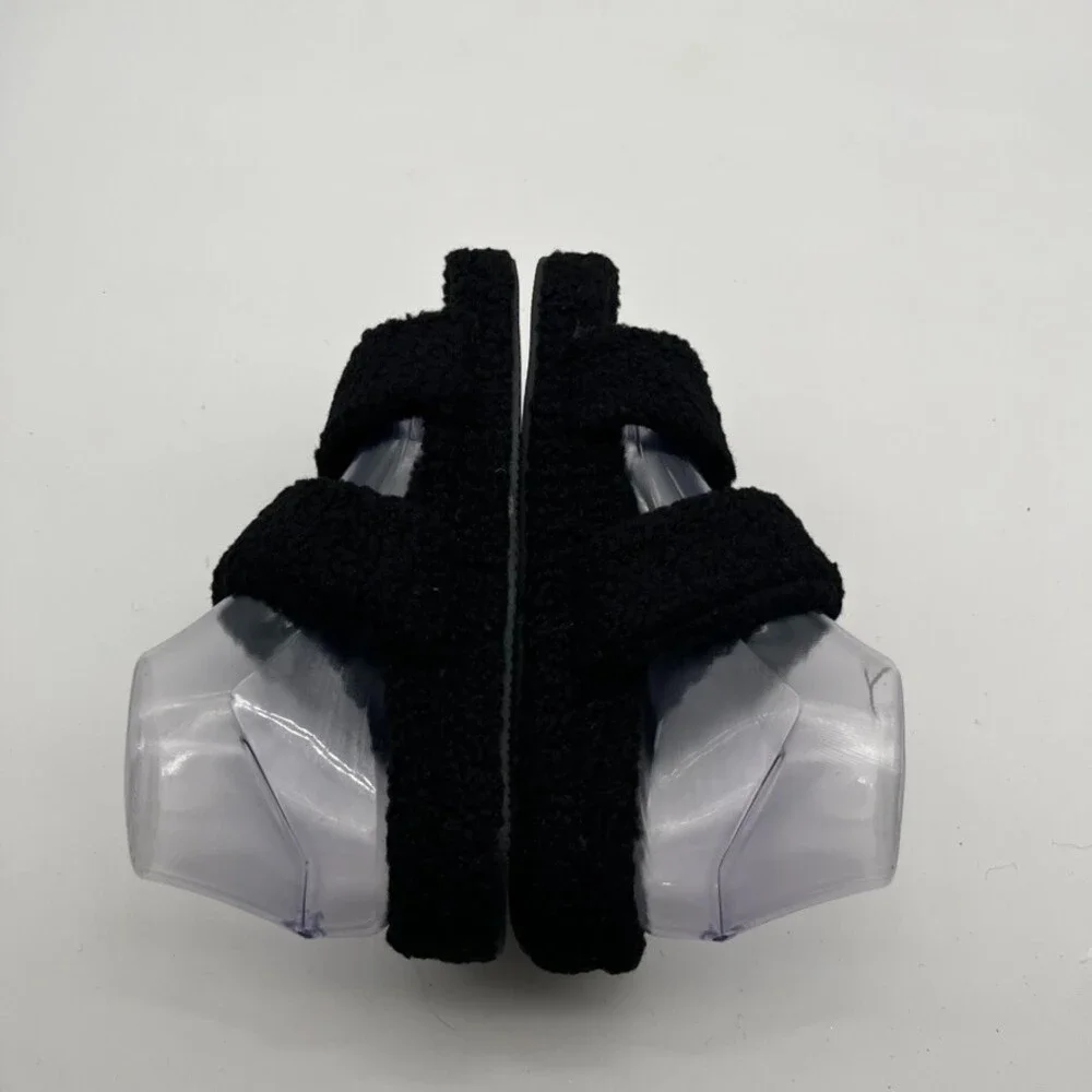 The Oodie Black Sherpa Double Strap Slip-On Slides Women's Size 7-8 NEW - Picture 4 of 8